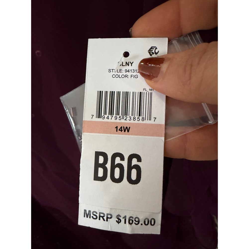 NWT SLNY Evening Gown Women Plum Sequin Lace Chiffon Cape Overlay Dress 14W $169 - Picture 16 of 16
